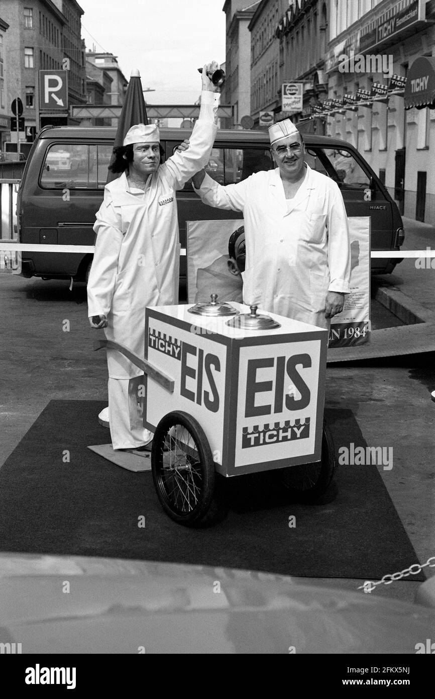 Kommerzialrat Kurt Tichy Producteur de crème glacée, Archive photo juin 1985 Banque D'Images