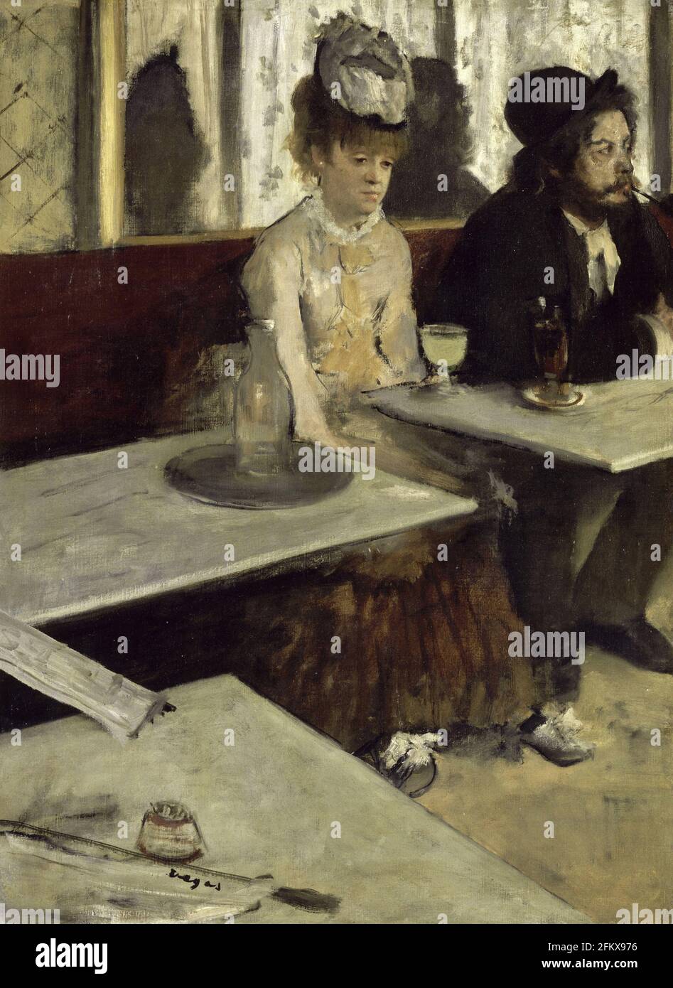 Titre: Dans un café, ou l'Absinthe Créateur: Edgar Degas Date: c.1875-76 Moyen: Huile sur toile Dimensions: 92x68 cms lieu: Musée d'Orsay, Paris, France Banque D'Images