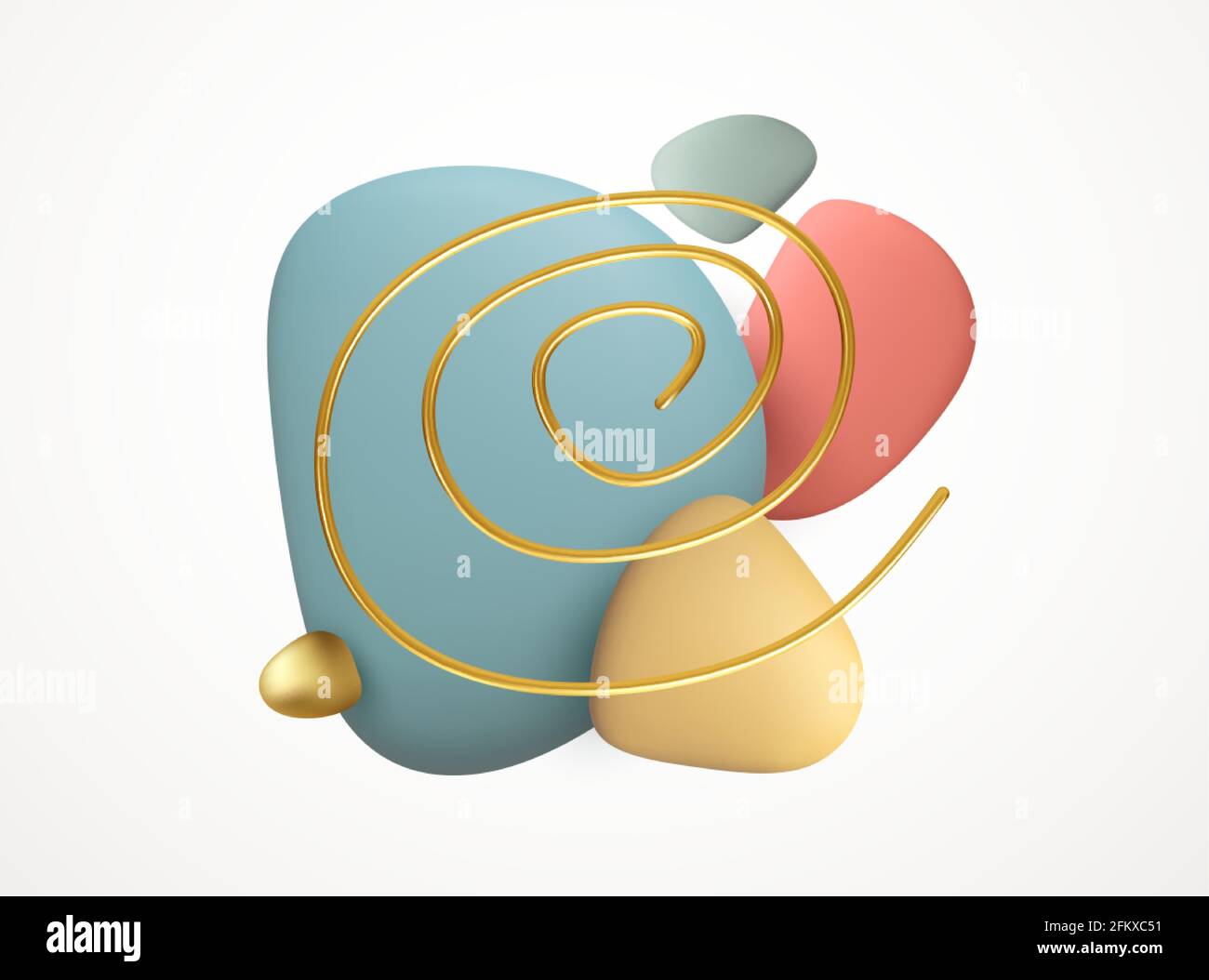 Des formes 3D réalistes abstraites des arrière-plans créatifs dans un style tendance minimal avec un espace de copie pour le texte. Galets en pierre de couleur et cadre abstrait doré Illustration de Vecteur