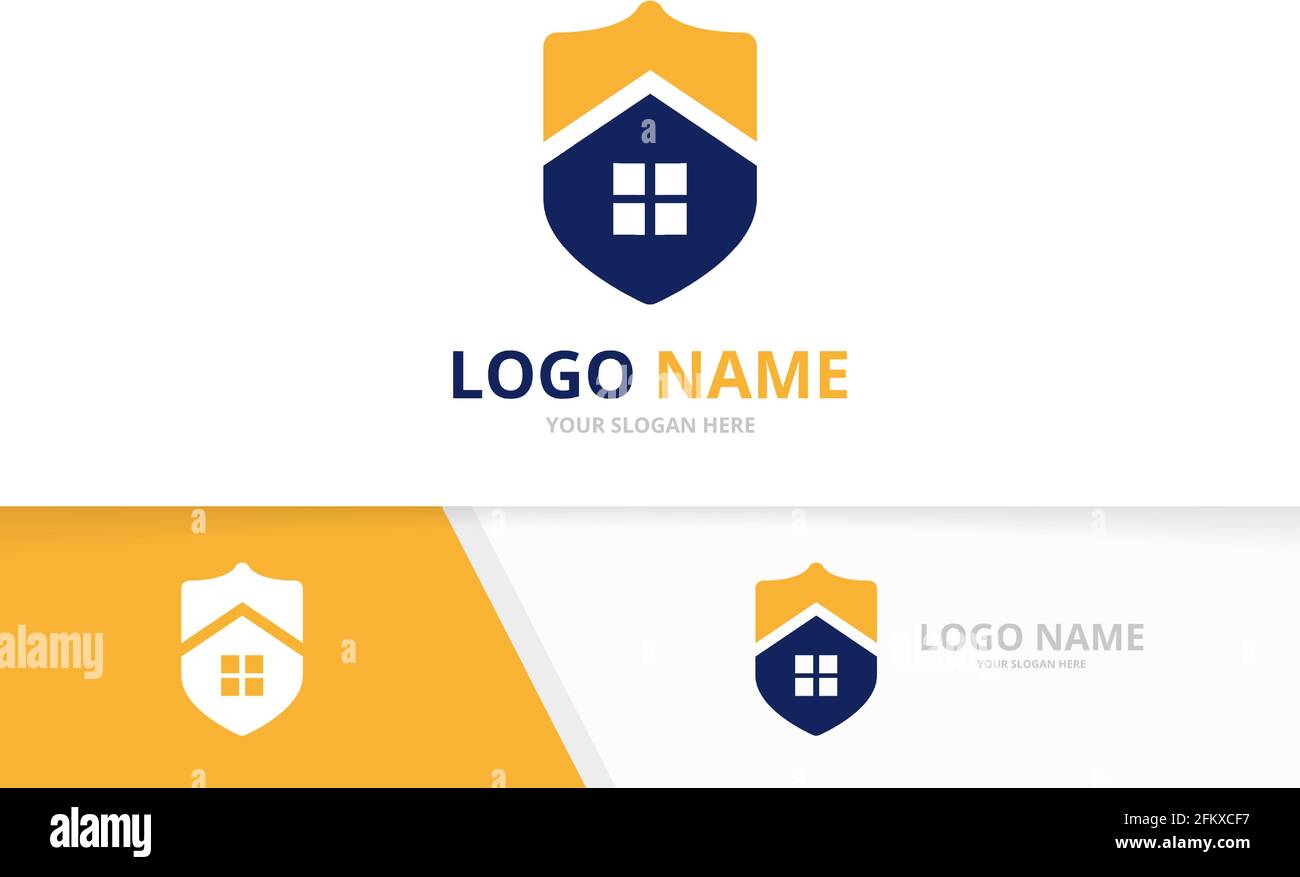 Combinaison logo maison de sécurité. Modèle de conception de logotype immobilier et bouclier. Illustration de Vecteur