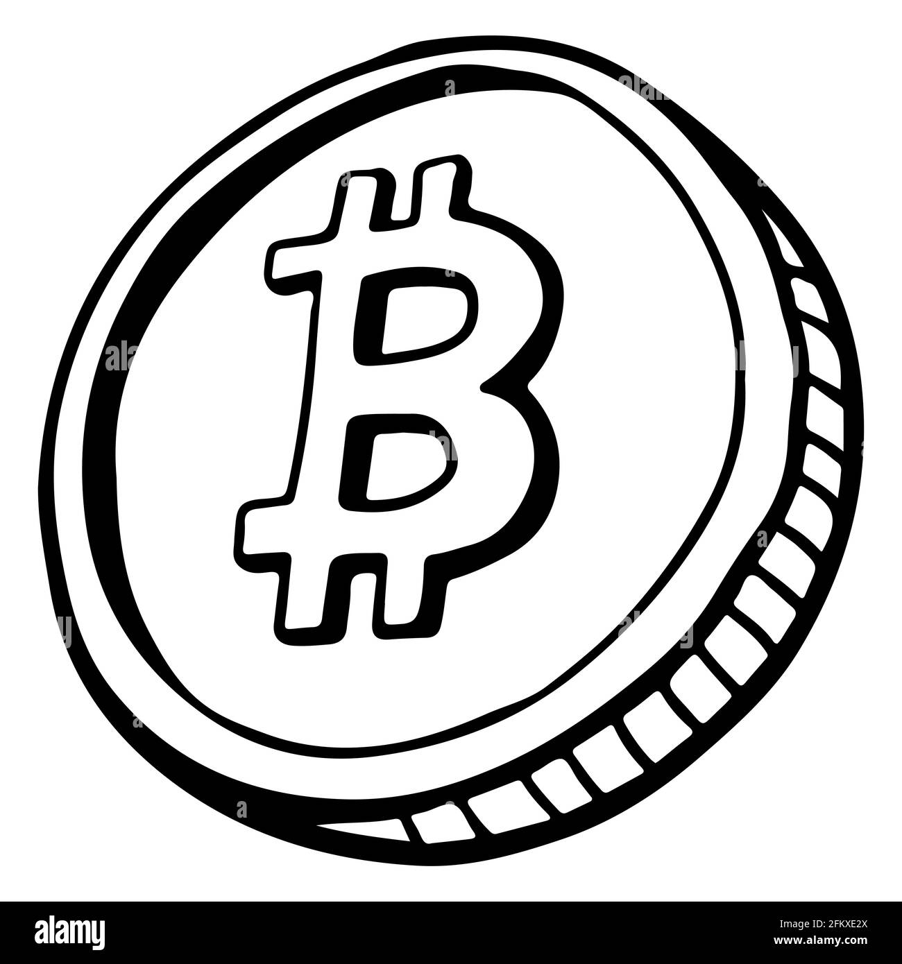 Pièce de monnaie crypto-monnaie avec bitcoin dans le style Doodle isolé  Image Vectorielle Stock - Alamy