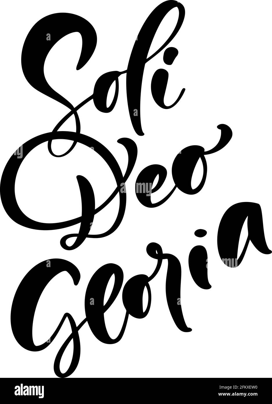 Christian vecteur calligraphie lettrage texte Soli DEO Gloria. Un des cinq points de la fondation de la théologie protestante. Sola Scriptura, Sola Gratia Illustration de Vecteur