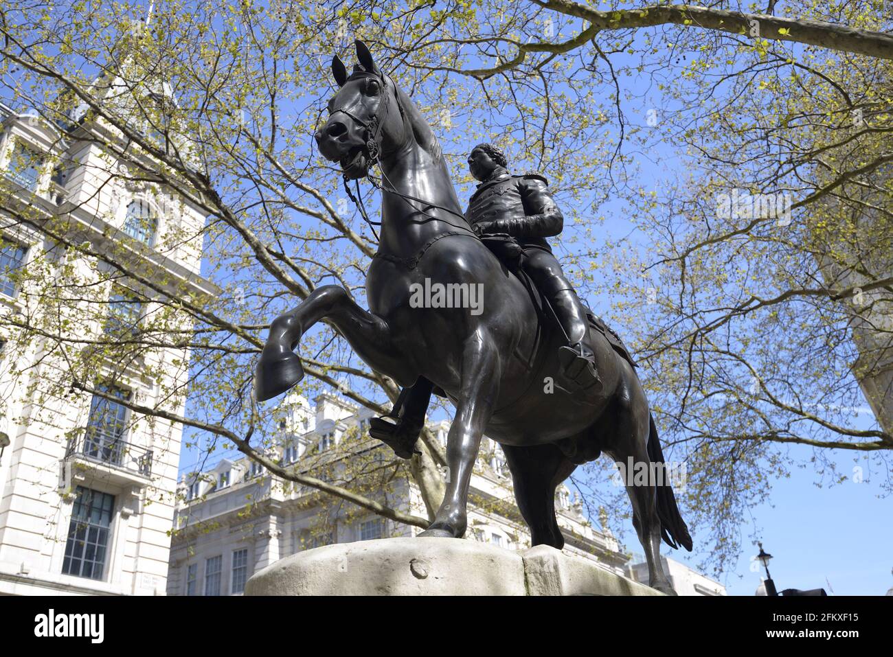 Londres, Angleterre, Royaume-Uni. Statue équestre (par Matthew Cotes Wyatt) du roi George III, rue Cockspur, SW1 Banque D'Images