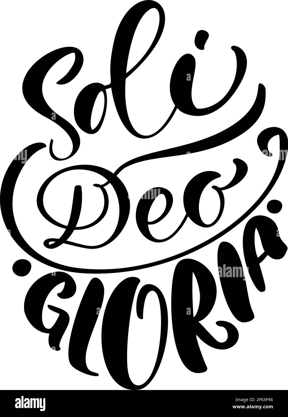 Christian vecteur calligraphie lettrage texte Soli DEO Gloria. Un des cinq points de la fondation de la théologie protestante. Sola Scriptura, Sola Gratia Illustration de Vecteur