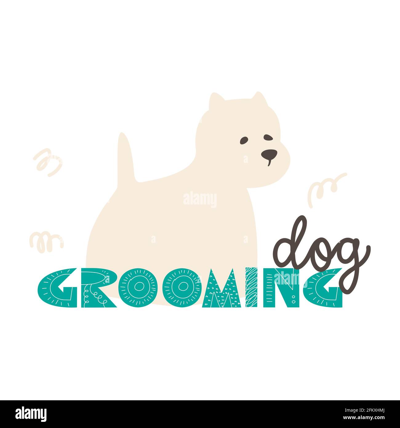 Logo pour un studio de toilettage d'animaux. Illustration vectorielle plate pour le soin des chiens. Illustration de Vecteur