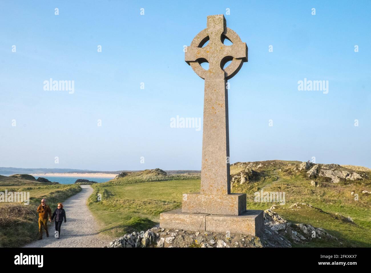 Ynys Llanddwyn,Llanddwyn, Llanddwyn Island,Anglessey,Anglesey,Ynys mon,isle of Anglesey,Island,Coast,Coastal path,Isle of Anglesey Coastal Path,North,Wales,Gallois,GB,Great Britain,Britain,British,UK,United Kingdom,Europe.Ynys Ldwyn est une petite île tidale au large de Yney, Gallois.La colonie la plus proche est le village de Newborough.l'île est d'intérêt géologique avec des laves d'oreiller, des formations de jasper et des dépôts de sable d'aeolian.L'île fait partie de la réserve naturelle nationale de Newborough Warren.Tŵr le phare Mawr marque l'ouest Banque D'Images