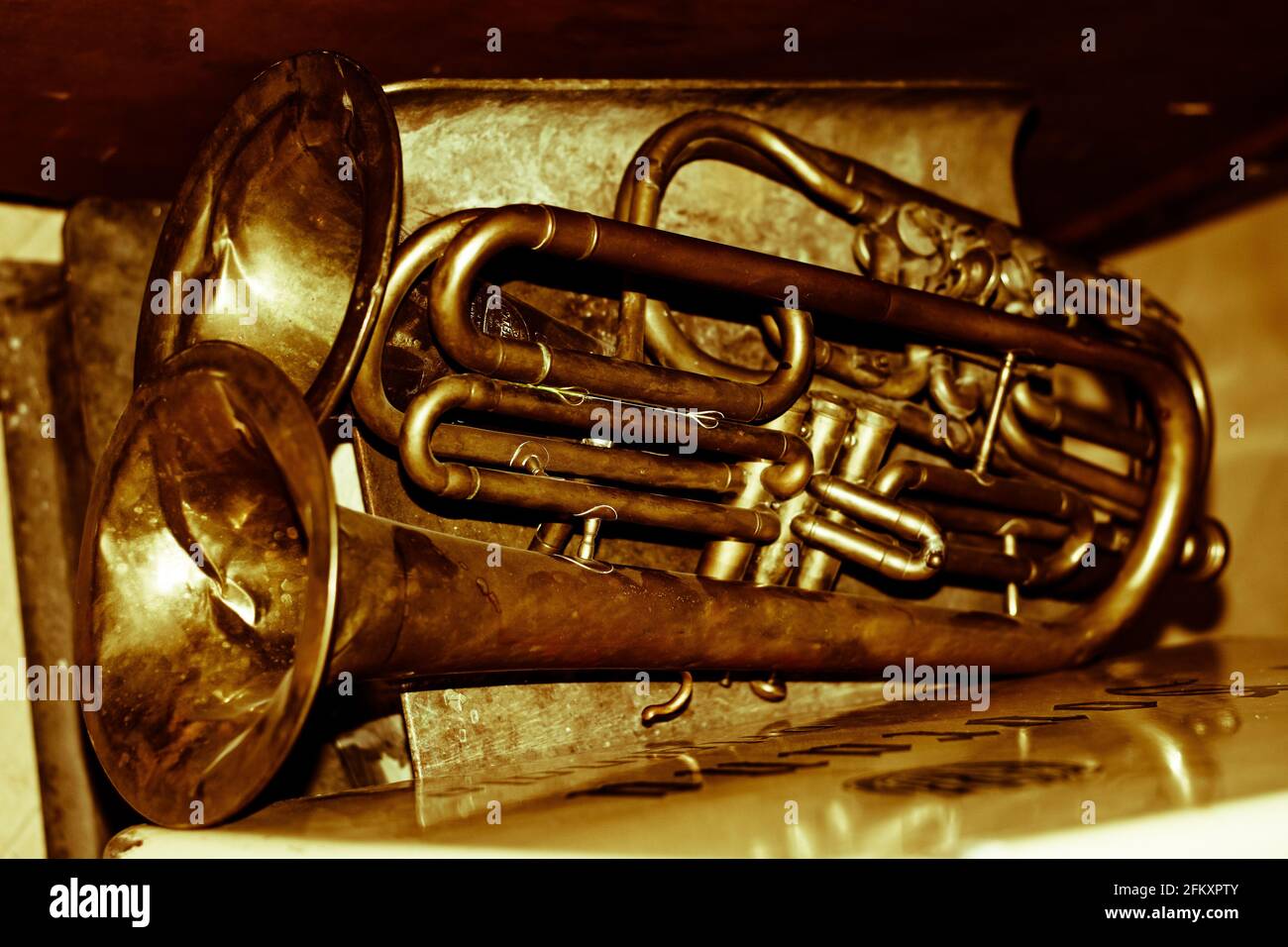 trombones anciens des années 1930 Banque D'Images