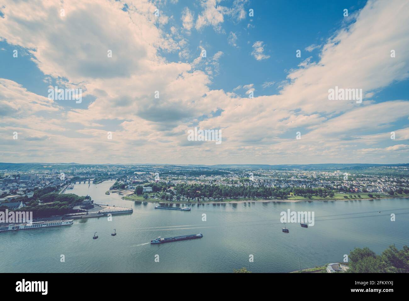 Vue sur le rhin, la Moselle et la Rhénanie -Pfalz Banque D'Images