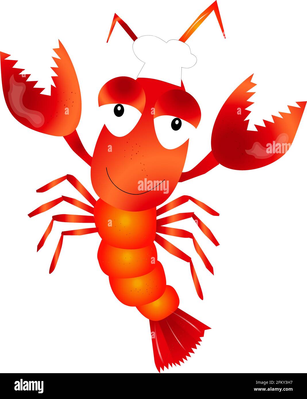 Illustration vectorielle du joli personnage de dessin animé de homard Illustration de Vecteur