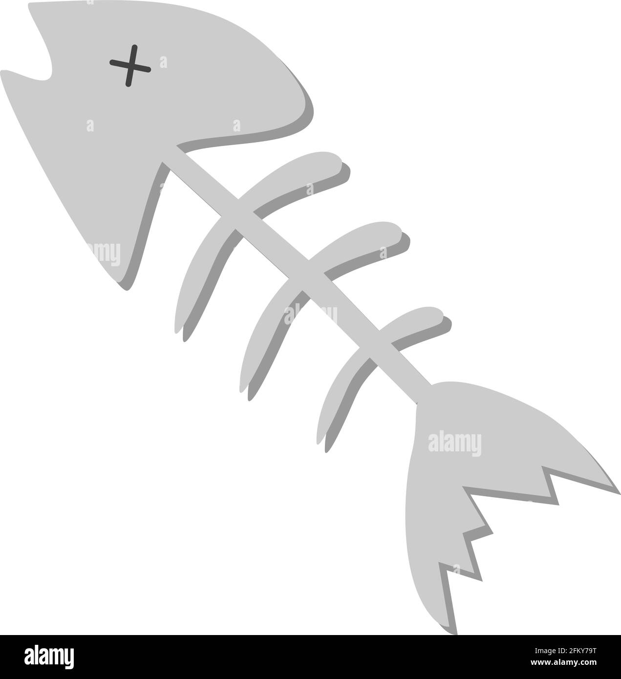 Squelette de poisson de personnage de dessin animé et drôle. Illustration vectorielle Illustration de Vecteur