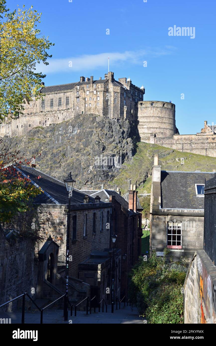 Château d'Edimbourg vu de Vennel, Grassmarket, Old Town, Edinburgh Scotland, Royaume-Uni Banque D'Images