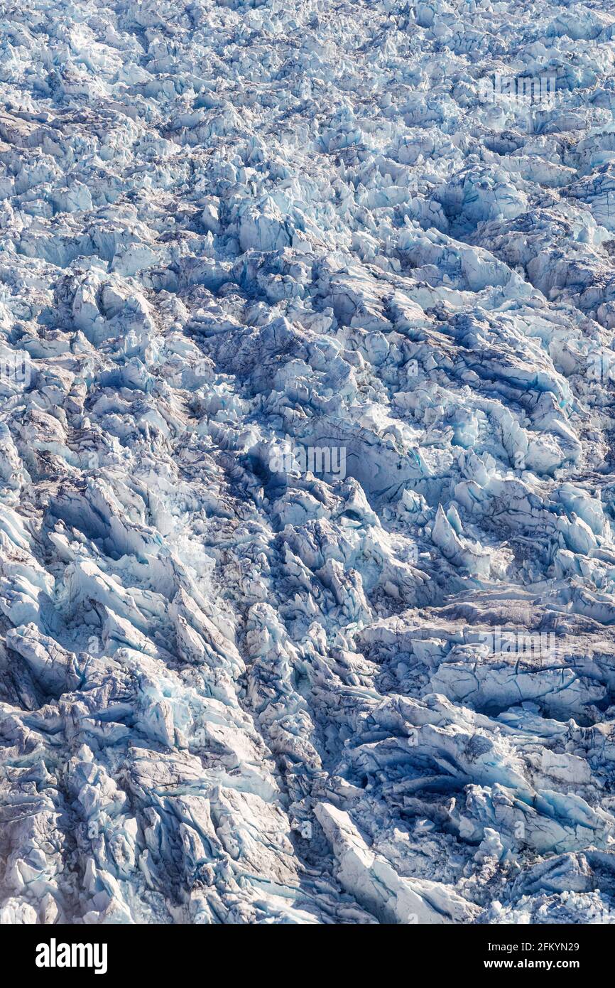 Vue aérienne du site Ilulissat Icefjord classé au patrimoine mondial de l'UNESCO, près d'Ilulissat ou de Jakobshavn, Groenland. Banque D'Images