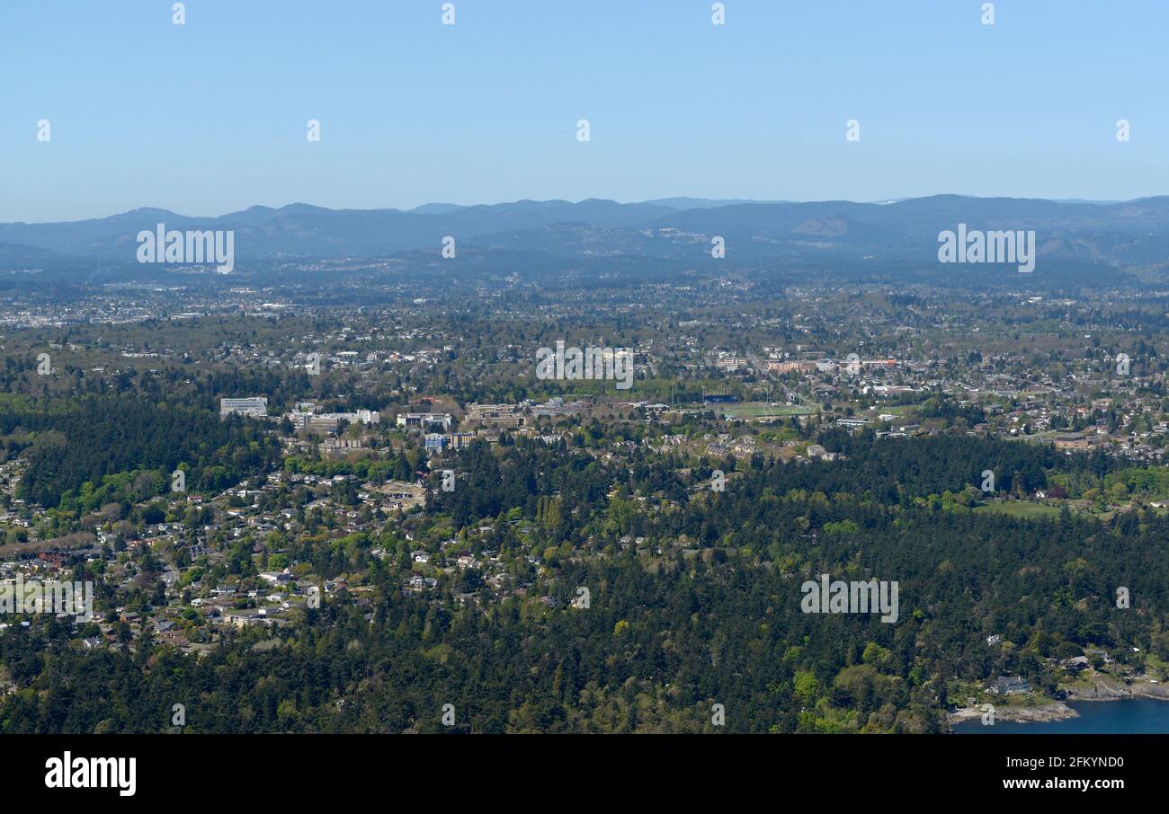 Photo aérienne de l'Université de Victoria, île de Vancouver (Colombie-Britannique) Banque D'Images