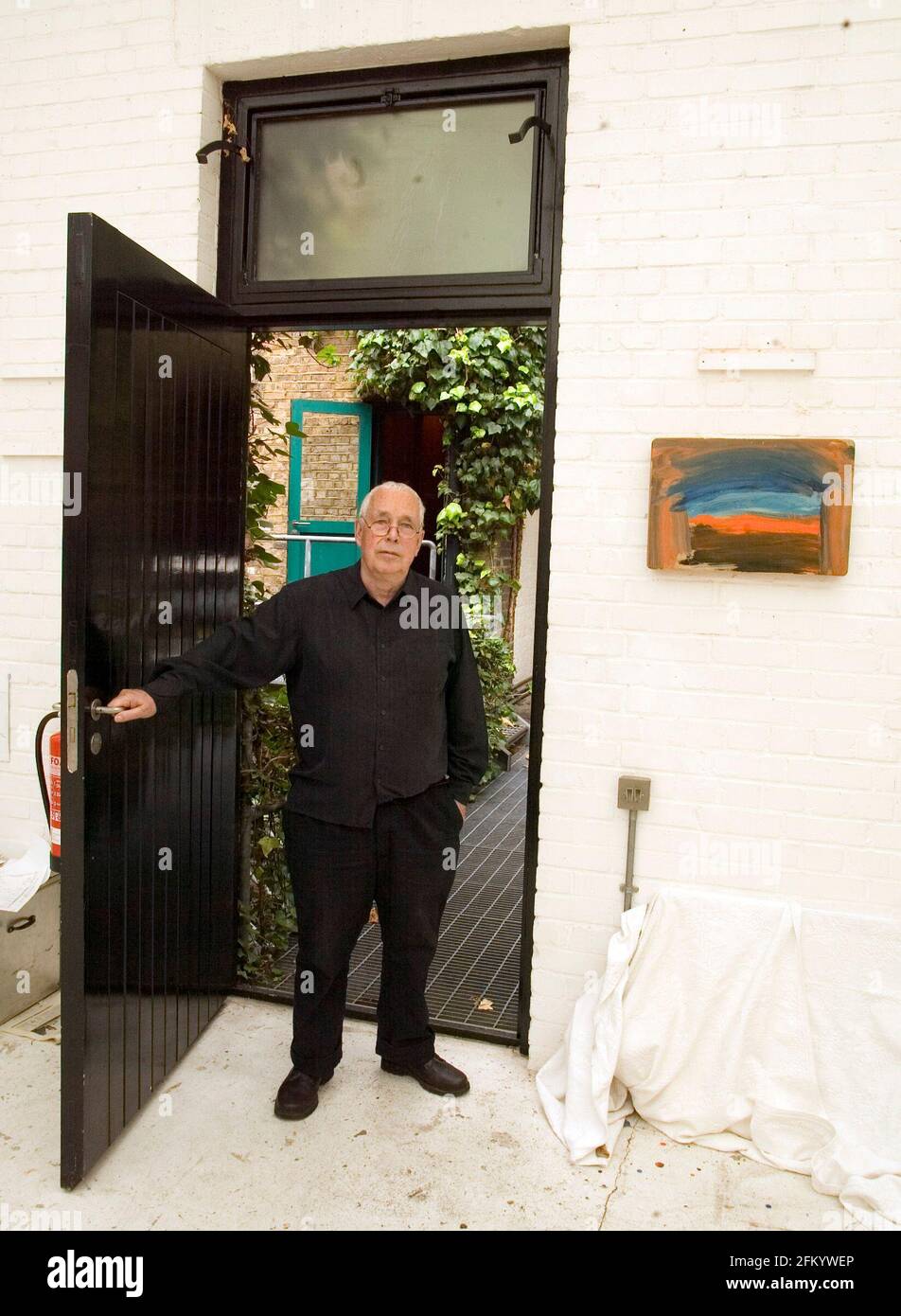 L'artiste Howard Hodgkin dans son studio dans le centre de Londres. pic David Sandison Banque D'Images