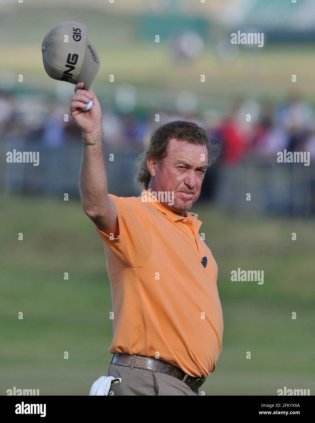 L'OPEN 2011 AU 2ÈME JOUR DE ROYAL ST GEORGE MIGUEL JIMENEZ APRÈS SON TOUR. . 15/7/2011. PHOTO DAVID ASHDOWN Banque D'Images