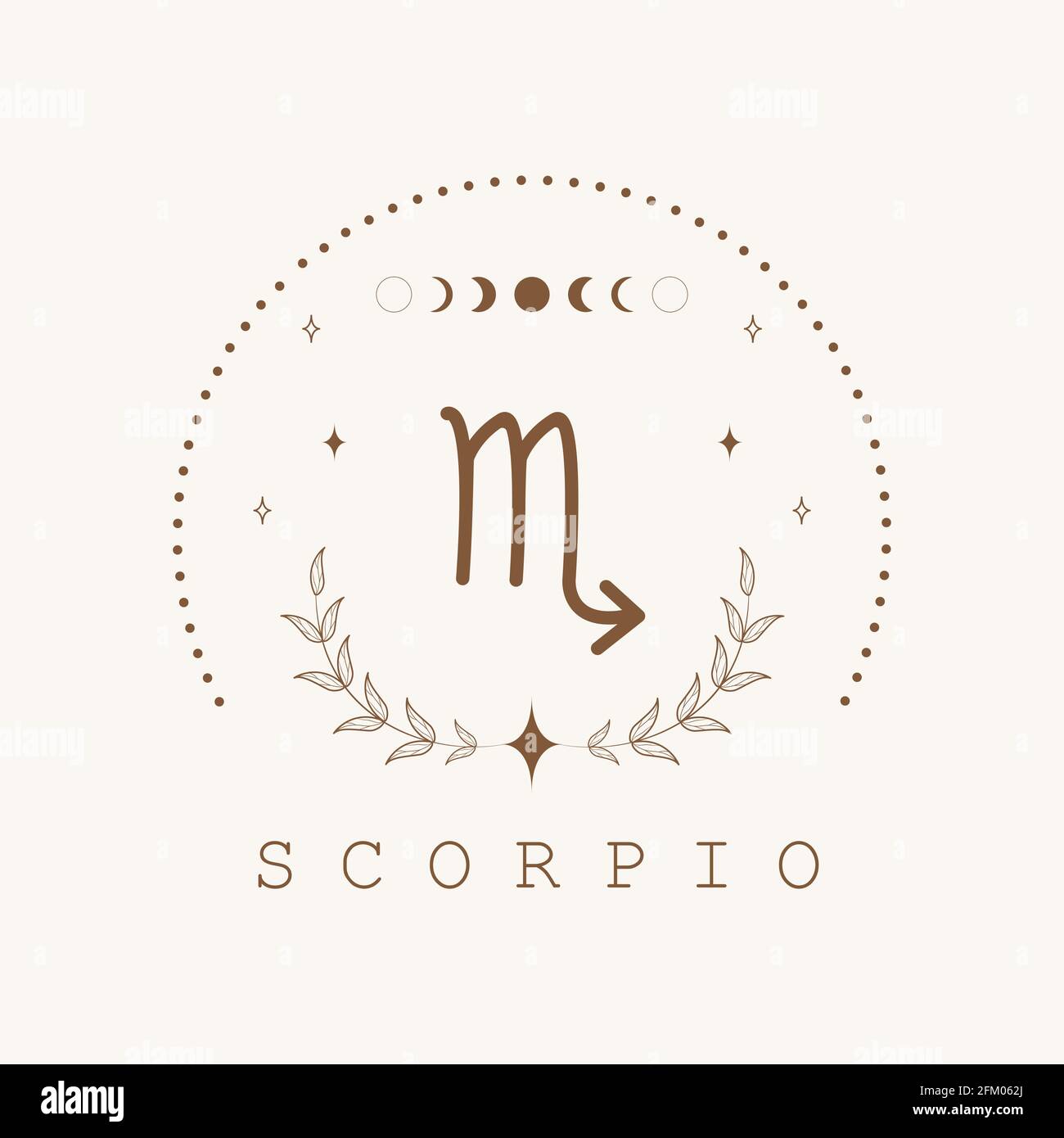 Scorpion. Signe de zodiaque dans le style boho. Icône astrologique isolée sur fond blanc. Mystère et ésotérique. Illustration vectorielle du logo Horoscope Illustration de Vecteur