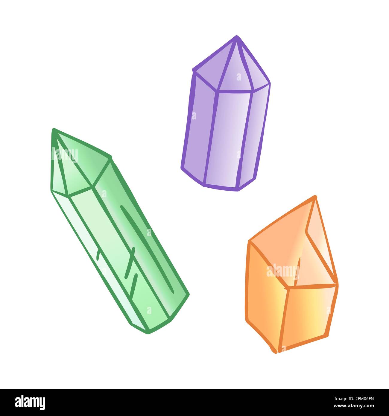 Quelques cristaux simples dans le style de dessin animé - tiré à la main isolé illustration vectorielle Illustration de Vecteur
