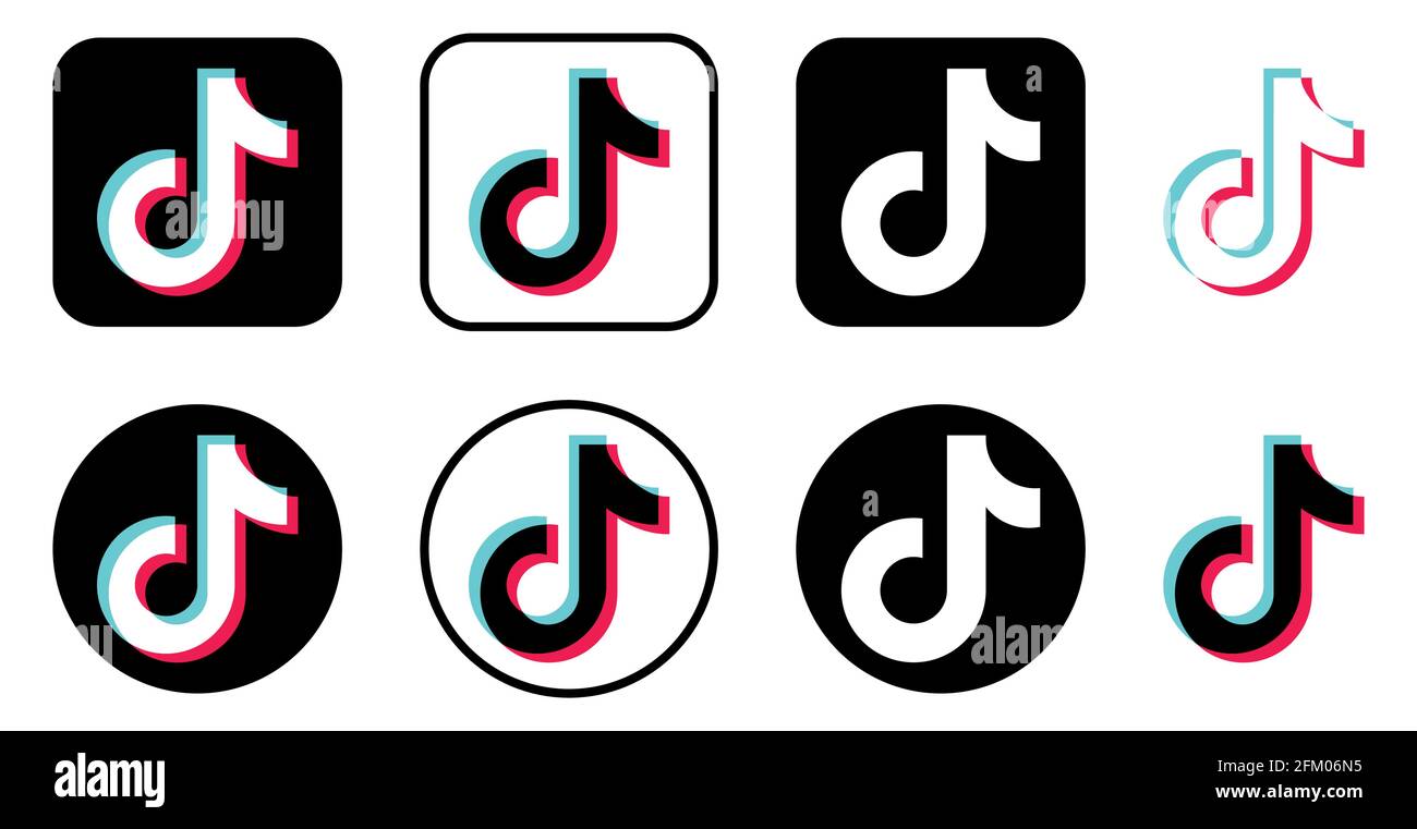 Vinnytsia, Ukraine - 5 mai 2021 : ensemble des icônes de l'application Tik Tok. Symbole de vecteur de démangeaison Illustration de Vecteur