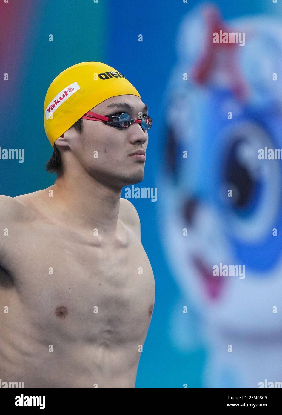 Qingdao, Chine. 5 mai 2021. Xu Jiayu de Zhejiang prépare avant le demi-coup masculin de 200 m aux Championnats nationaux de natation chinois 2021 à Qingdao, en Chine orientale, le 5 mai 2021. Credit: Xu Chang/Xinhua/Alay Live News Banque D'Images