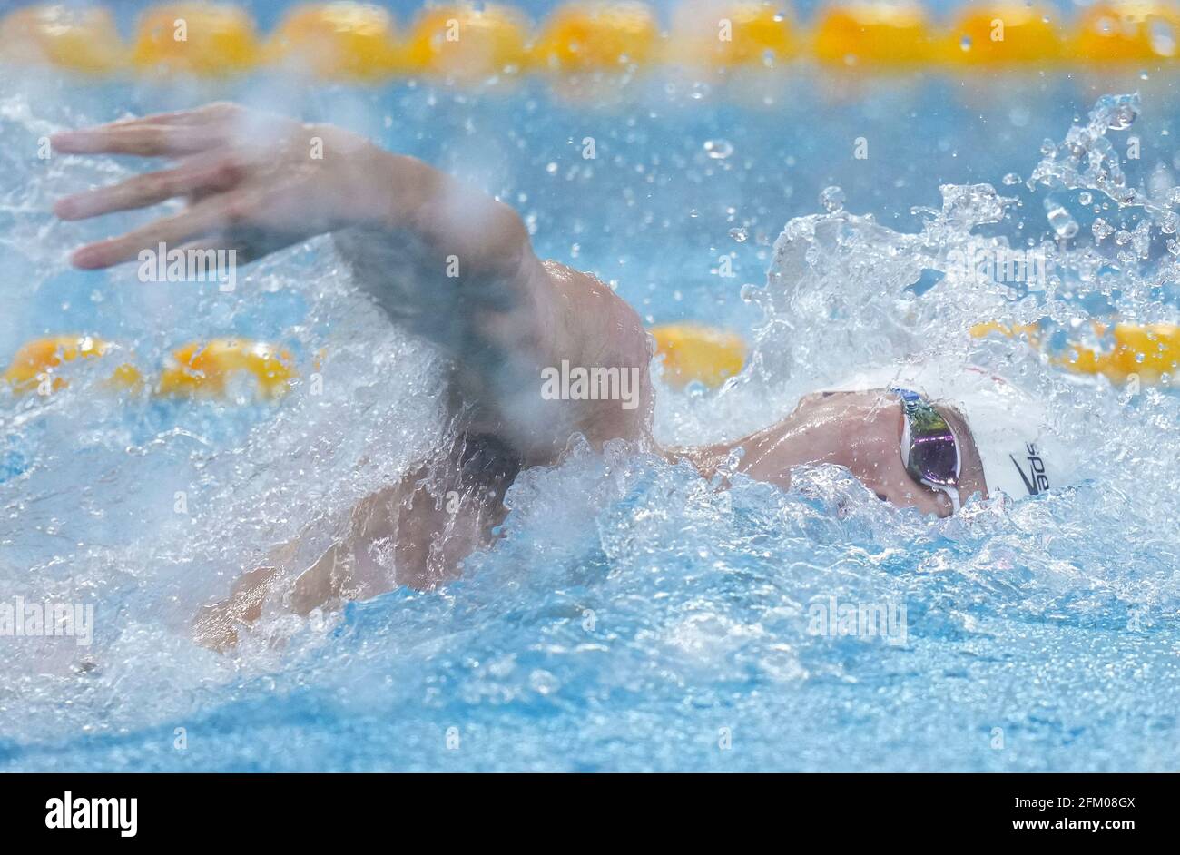 Qingdao, Chine. 5 mai 2021. Il Junyi, de Zhejiang, participe à la finale freestyle de 100m masculin aux Championnats nationaux chinois de natation 2021 à Qingdao, en Chine orientale, le 5 mai 2021. Credit: Xu Chang/Xinhua/Alay Live News Banque D'Images