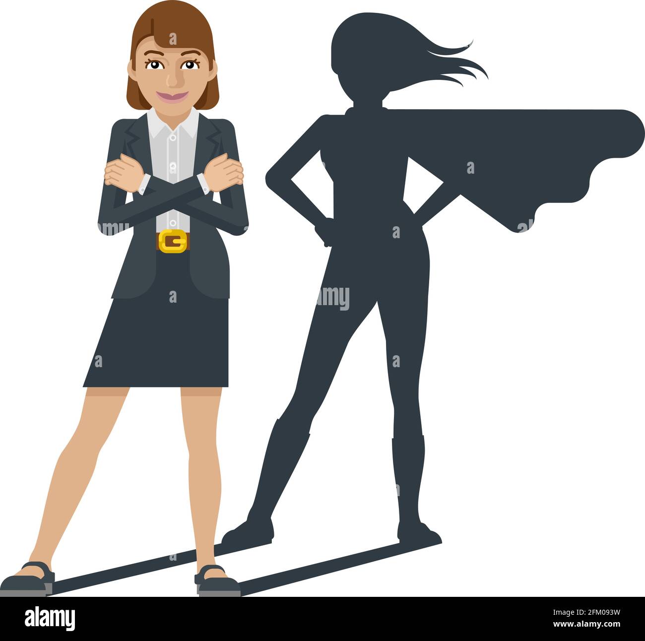 Femme d'affaires de l'ombre de Super Héros Cartoon Mascot Illustration de Vecteur