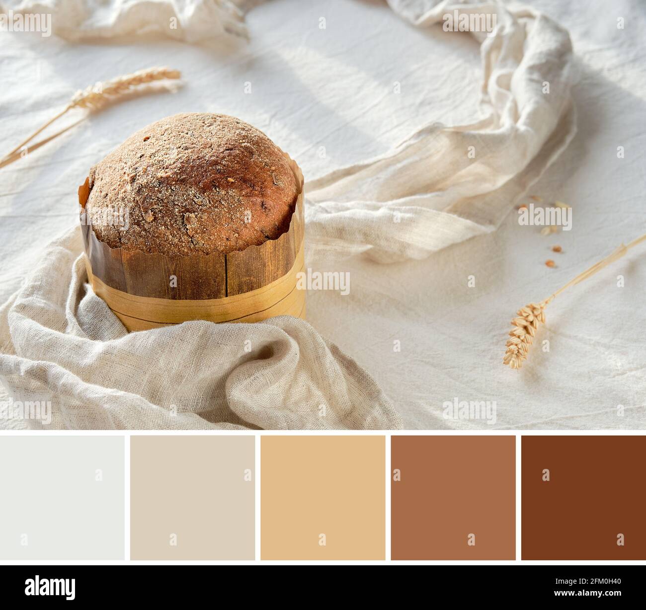 Palette de couleurs de Dinkelbrot en allemand qui signifie épeautre. Pain de seigle dinkel complet. Le Dinkel ou l'épeautre est une alternative saine au blé Banque D'Images