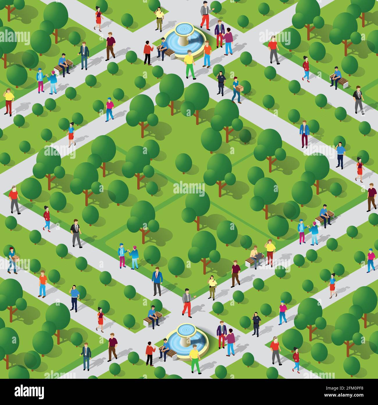 Vue de dessus du parc du quartier de la ville paysage projection isométrique 3D Illustration de Vecteur Vue de dessus du parc du quartier de la ville paysage projection isométrique 3D Illustration de Vecteur