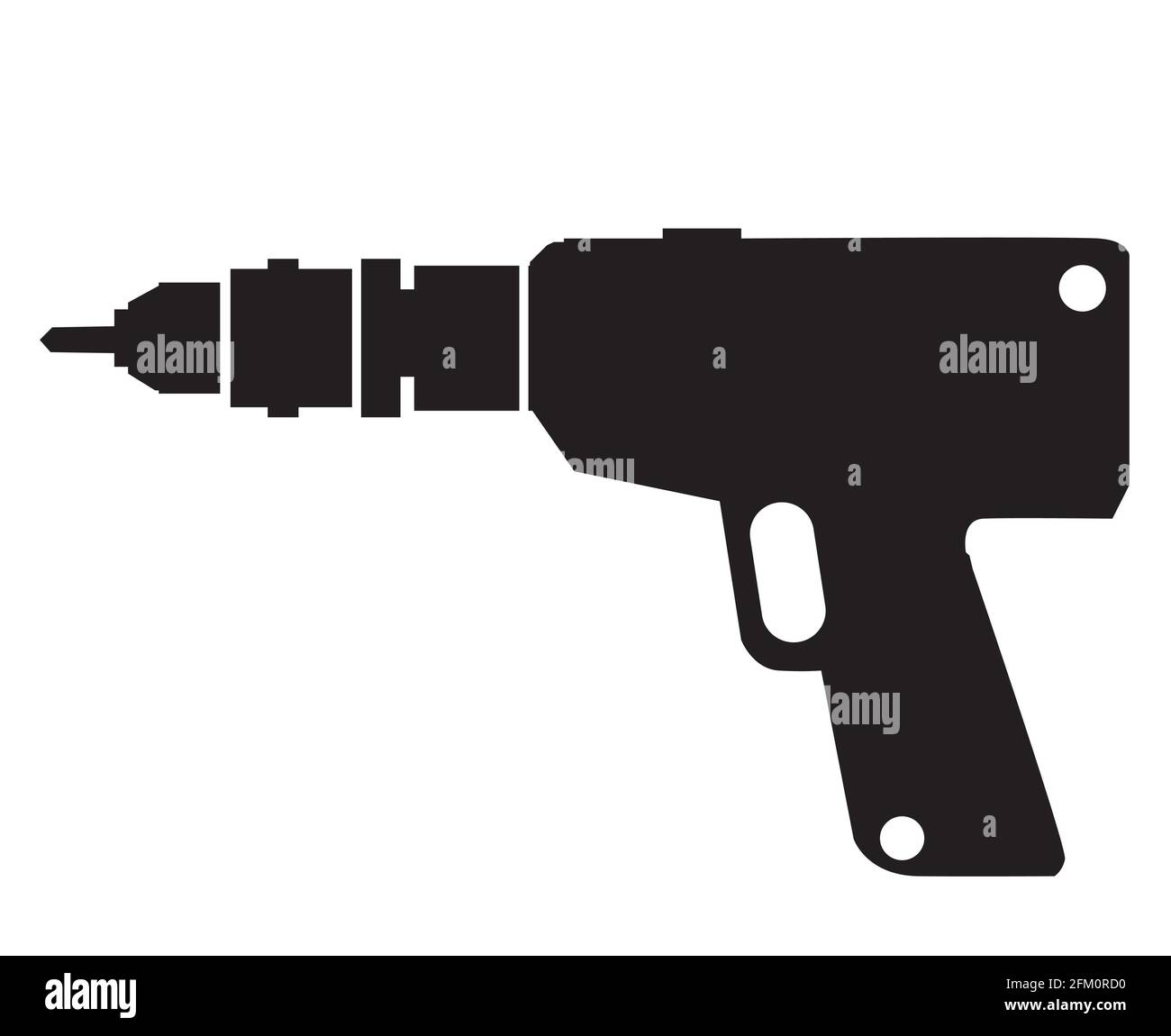 Elément d'objet silhouette de machine de perçage vectoriel rétro de la perceuse Illustration de Vecteur