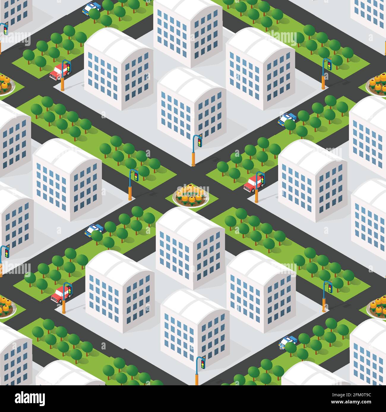 Vue isométrique urbaine illustration 3D d'une ville avec maisons, rues. Illustration de Vecteur