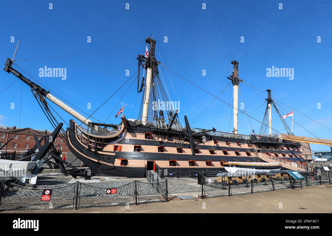 HMS Victory, Portsmouth Historic Dockyard, Portsmouth, Hampshire, Royaume-Uni Banque D'Images