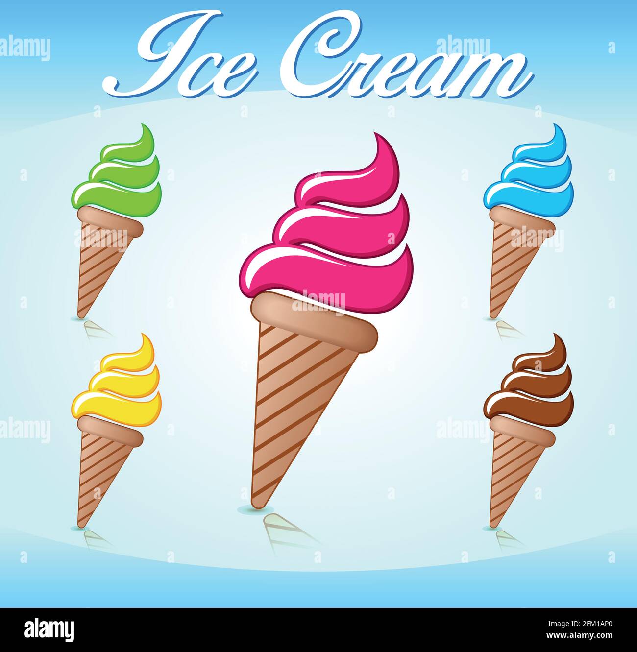 Illustration de cinq cônes de crème glacée Illustration de Vecteur