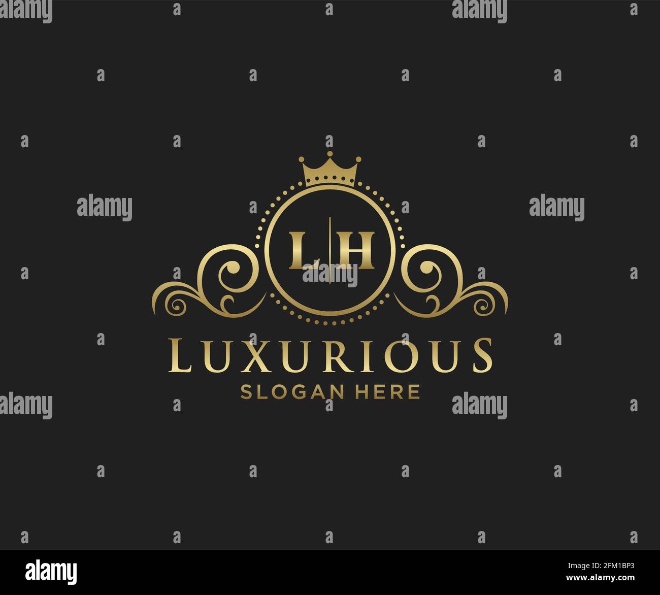 Modèle de logo LH Letter Royal Luxury dans les illustrations vectorielles pour les restaurants, les Royalty, les boutiques, les cafés, les hôtels, Heraldic, bijoux, mode et autres illustrations vectorielles Illustration de Vecteur