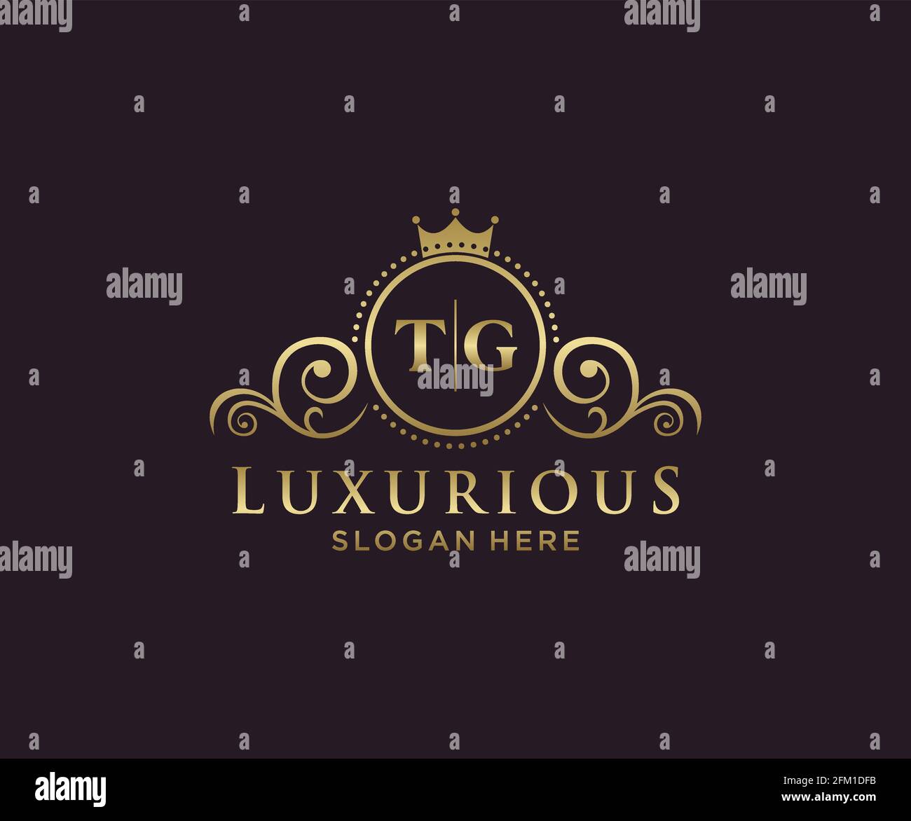 Modèle de logo de luxe TG Letter Royal dans les illustrations vectorielles pour les restaurants, les royalties, les boutiques, les cafés, les hôtels, Heraldic, bijoux, mode et autres illustrations vectorielles Illustration de Vecteur