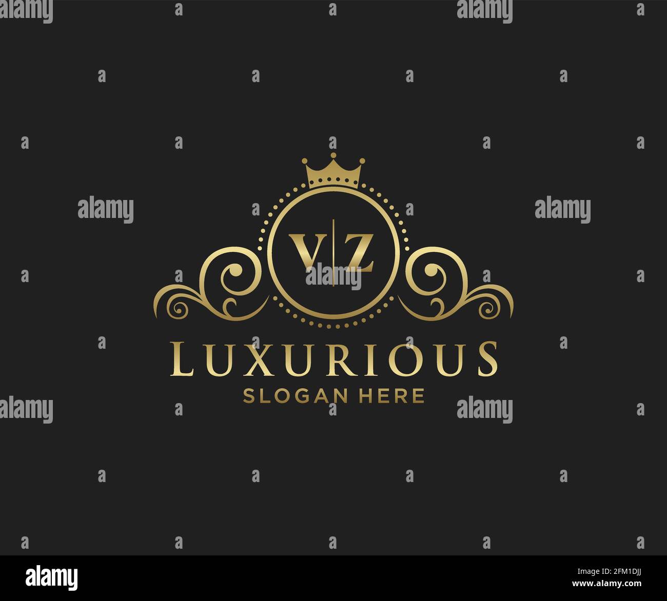 Modèle de logo VZ Letter Royal Luxury dans les illustrations vectorielles pour les restaurants, les royalties, les boutiques, les cafés, les hôtels, Heraldic, bijoux, mode et autres illustrations vectorielles Illustration de Vecteur