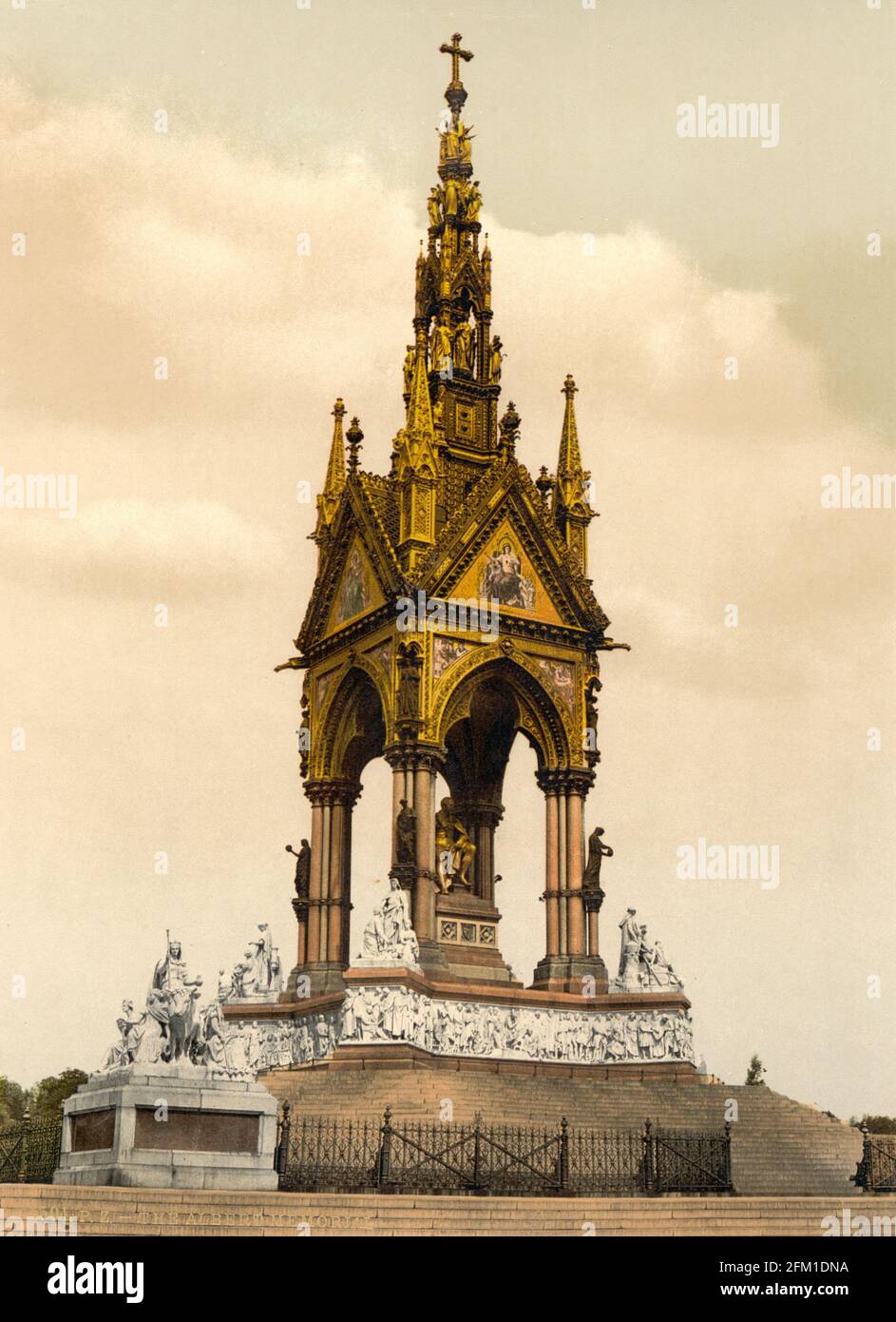 The Albert Memorial à Hyde Park, Londres vers 1890-1900 Banque D'Images