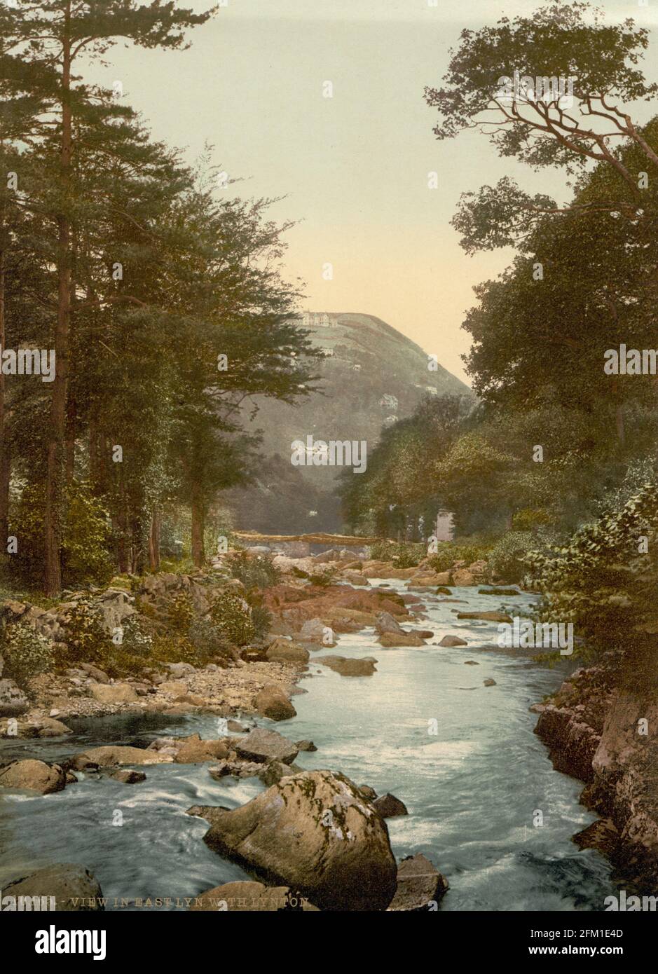 East Lyn River et Lynton dans Devon vers 1890-1900 Banque D'Images