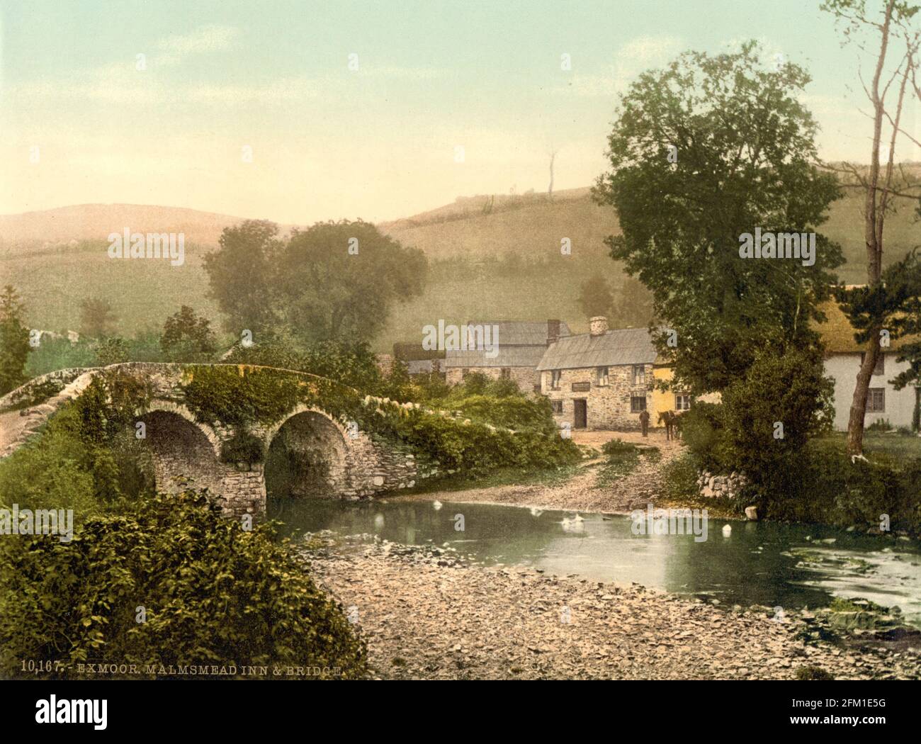 Pont de Malmsmead au-dessus de Badgworthy Water sur Exmoor vers 1890-1900 Banque D'Images