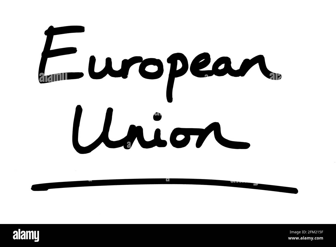 Union européenne, manuscrite sur fond blanc. Banque D'Images
