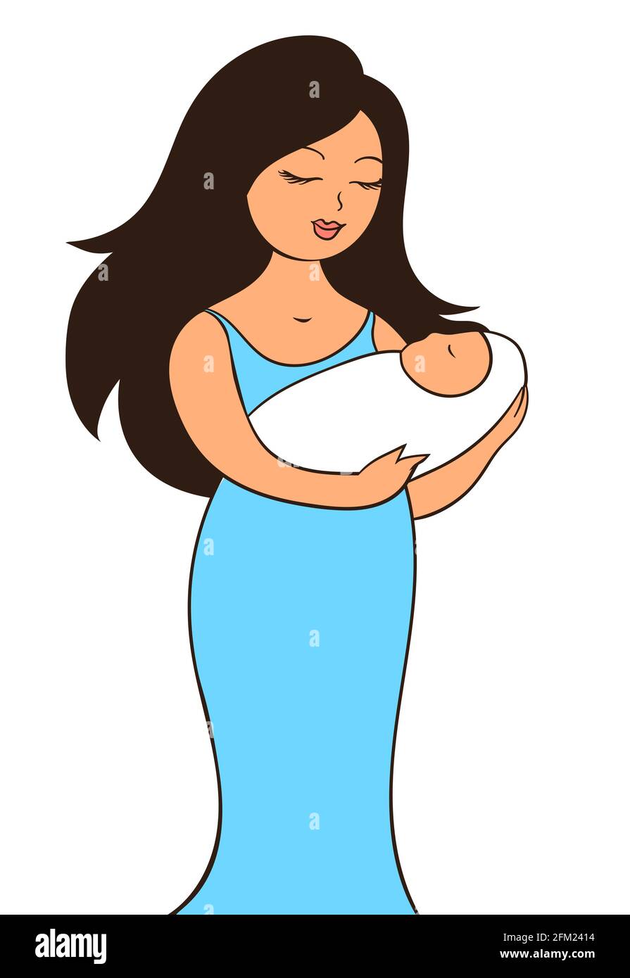 Jeune Mere Avec Un Bebe Dans Ses Bras La Femme A Un Sourire Heureux Sur Son Visage Illustration De Dessin Anime Isolee Sur Fond Blanc Photo Stock Alamy Jeune Mere Avec Un Bebe Dans Ses Bras La Femme A Un Sourire Heureux Sur Son Visage Illustration De Dessin Anime Isolee Sur Fond Blanc Photo Stock Alamy