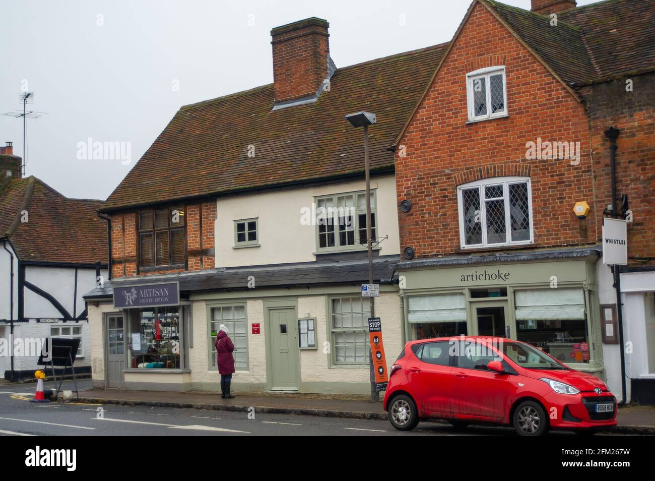 Old Amersham, Buckinghamshire, Royaume-Uni. 22 février 2021. Le Premier ministre Boris Johnson a établi aujourd'hui la feuille de route pour l'Angleterre qui sort du confinement de Covid-19. Pendant ce temps, Old Amersham reste très calme car les gens tiennent compte des conseils de verrouillage de Covid-19 du gouvernement pour rester à la maison. Crédit : Maureen McLean/Alay Banque D'Images