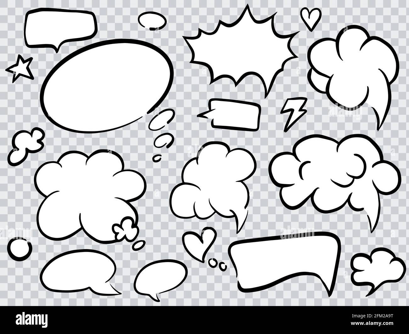 Jeu de bulles de dessin animé. Discours nuages dessin à la main art. vecteur Illustration de Vecteur