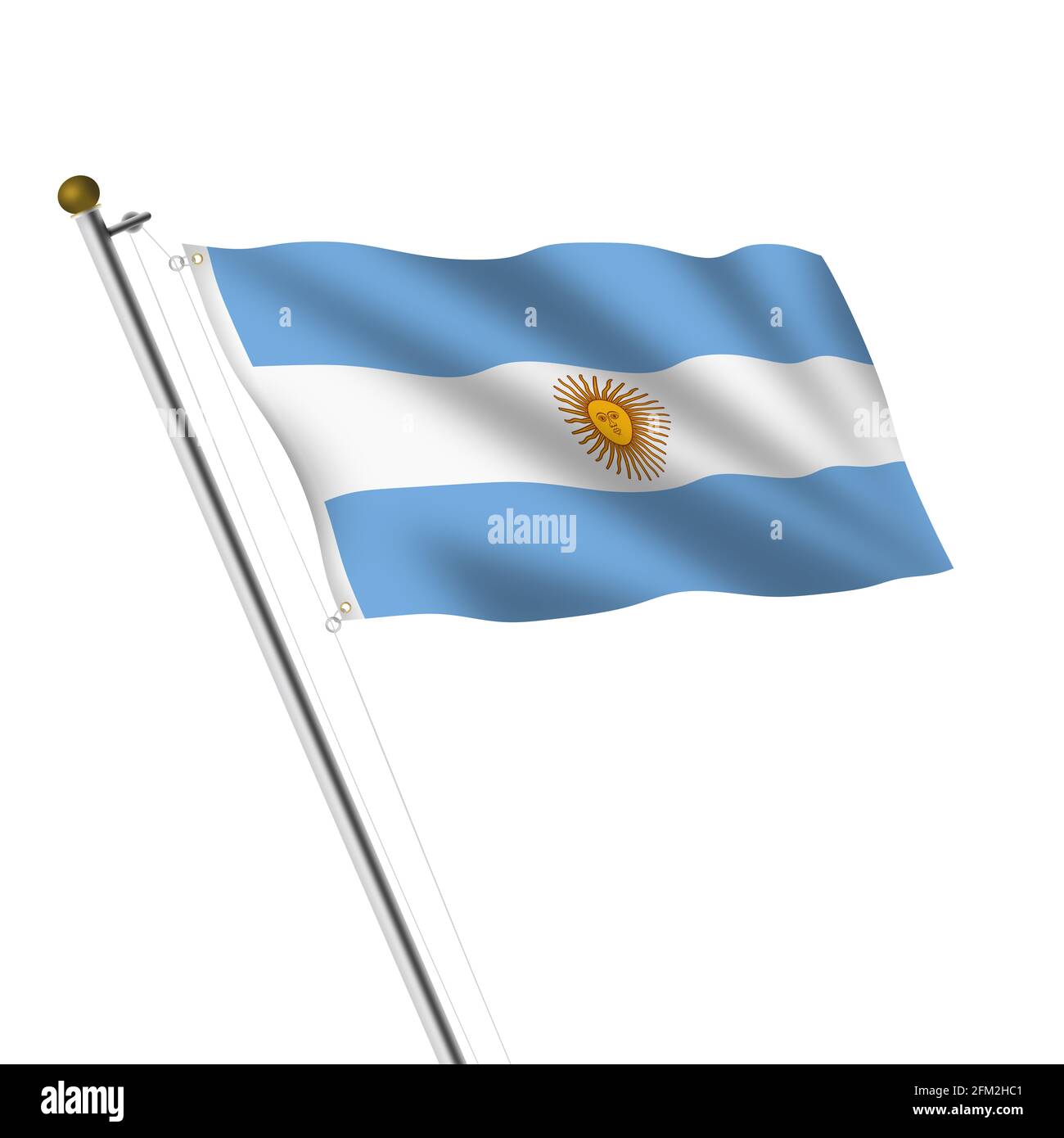Illustration 3d du mât argentin sur blanc avec masque Banque D'Images