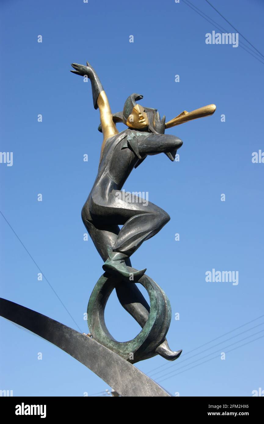 Harlequin, souvent un trickster malin déguisé en idiot, a été joué dans les théâtres européens et a inspiré des artistes à travers de nombreux siècles. Banque D'Images