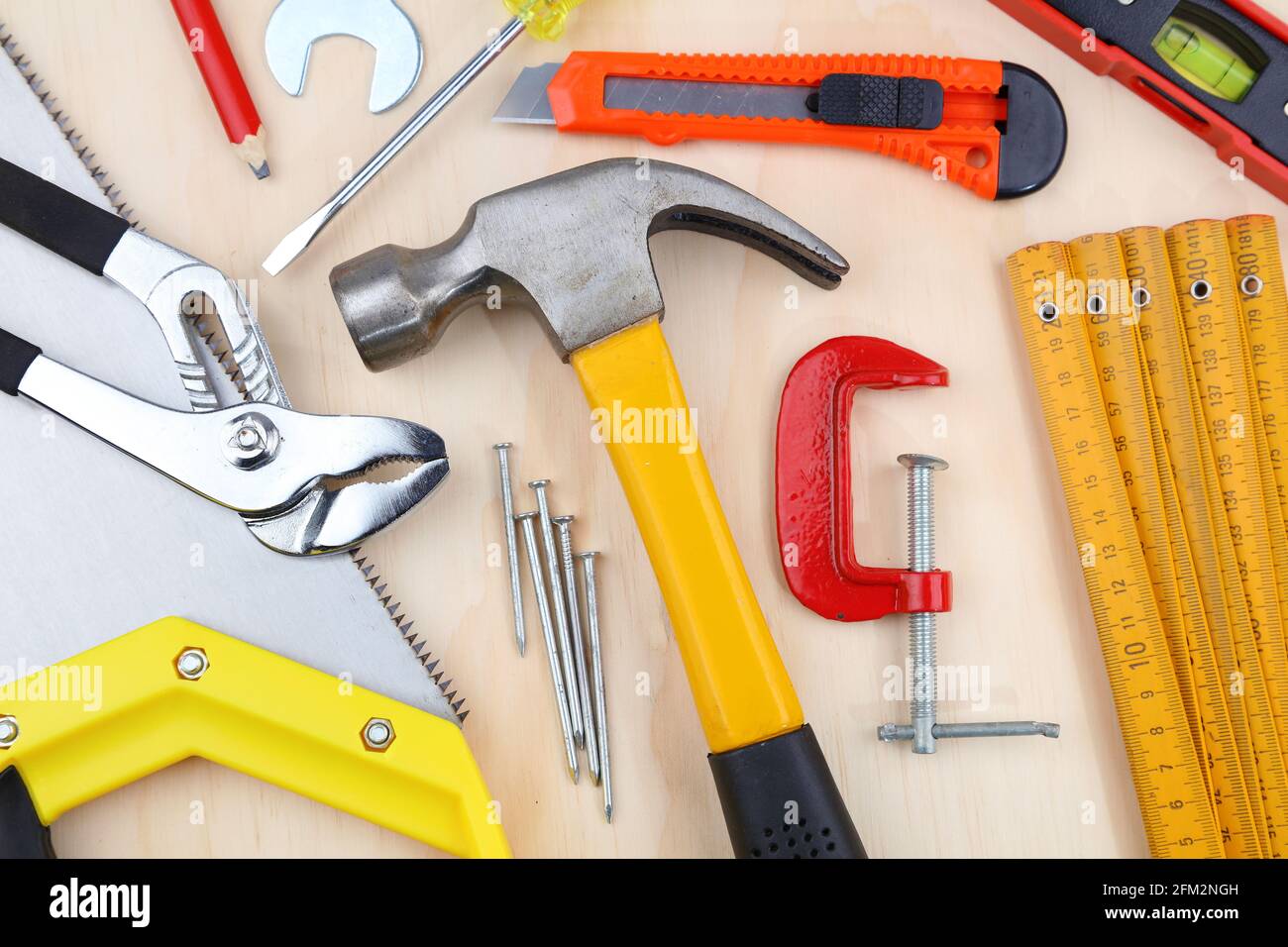 Outils de travail sur bois assortis Banque D'Images