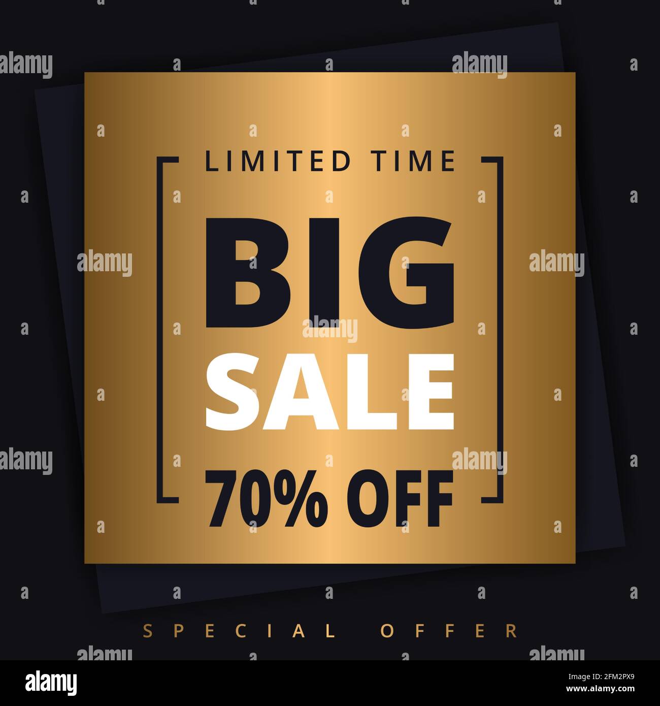 Modèle de bannière dorée pour la promotion des grandes ventes. Bannière de vente de luxe Gold pour une offre limitée dans le temps. Illustration vectorielle EPS10. Illustration de Vecteur