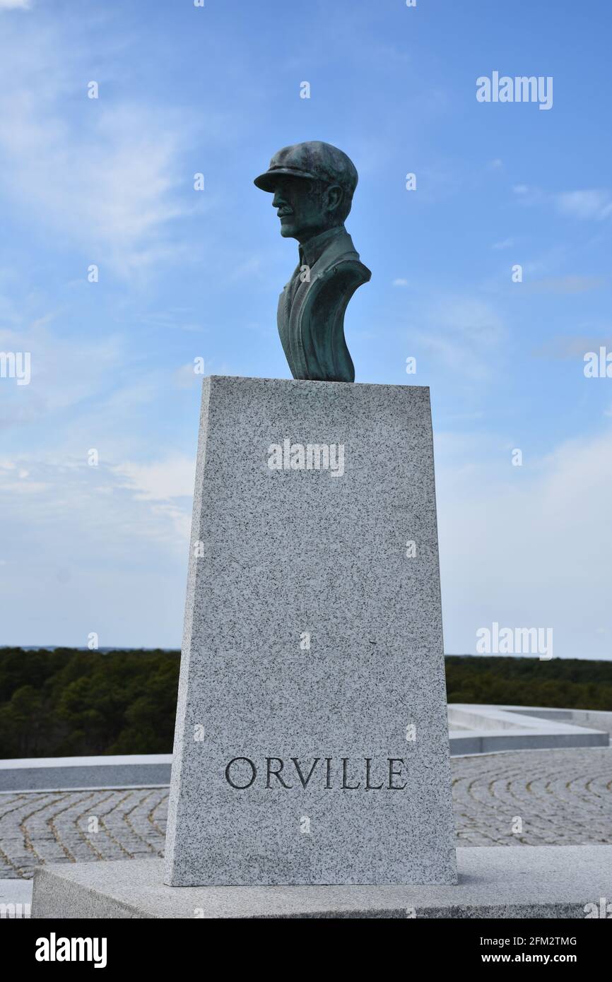 Un buste d'Orville Wright au monument commémoratif national des frères Wright. Banque D'Images