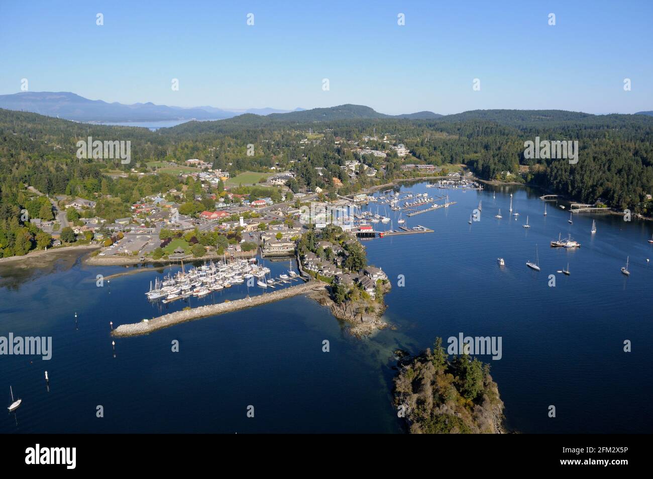 Le Gange, Salt Spring Island, en Colombie-Britannique. Des photographies aériennes de la région sud des îles Gulf. La Colombie-Britannique, Canada. Banque D'Images