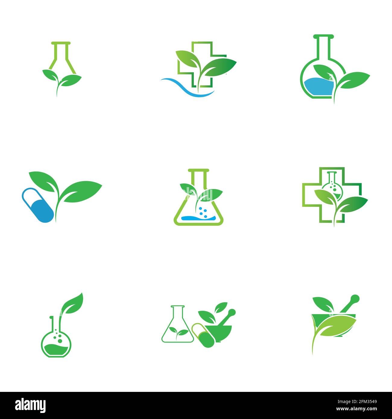 ensemble de modèles de logo de conception de médecine naturelle Illustration de Vecteur