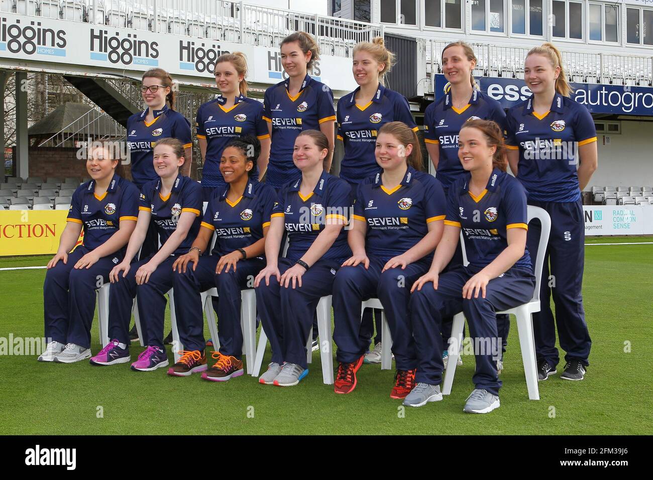 Photo de l'équipe féminine de la CCC d'Essex pendant la CCC Press d'Essex Journée au terrain du comté d'Essex le 7 avril 2016 Banque D'Images