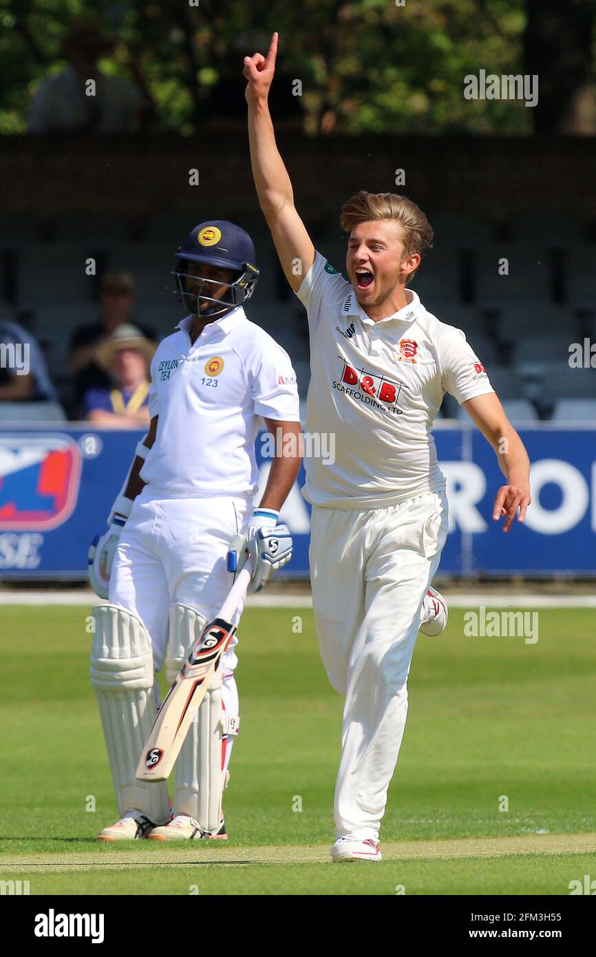 Aaron Beard d'Essex célèbre la prise de la cricket de Kaushal Silva du Sri Lanka du Sri Lanka lors de l'Essex CCC vs Sri Lanka, Tourist Match Cricket at t. Banque D'Images